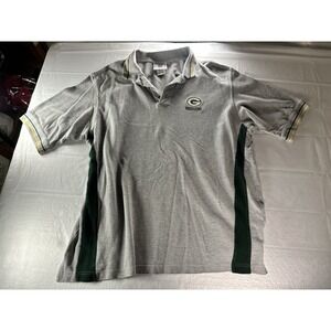 VTG NFL‎ Team Apparel Mens Green Bay Packers Polo Shirt Large Gray Embroidered